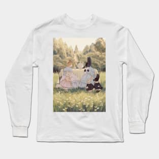 Rabbit and Cat Tea Time Long Sleeve T-Shirt